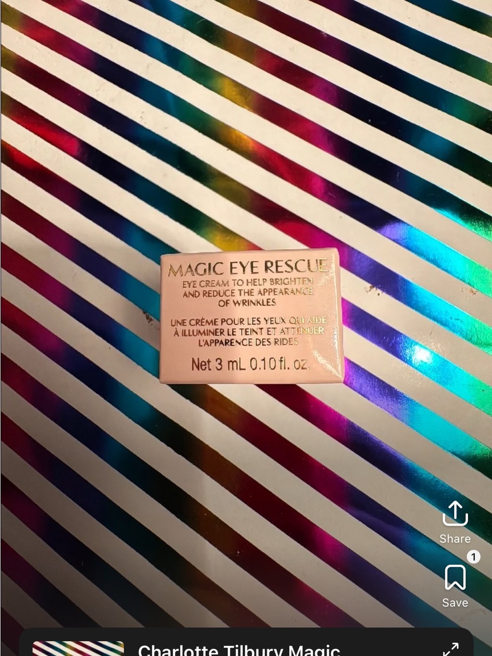 Charlotte Tilbury Magic Eye Rescue Eye Cream - Cream & Gold Box